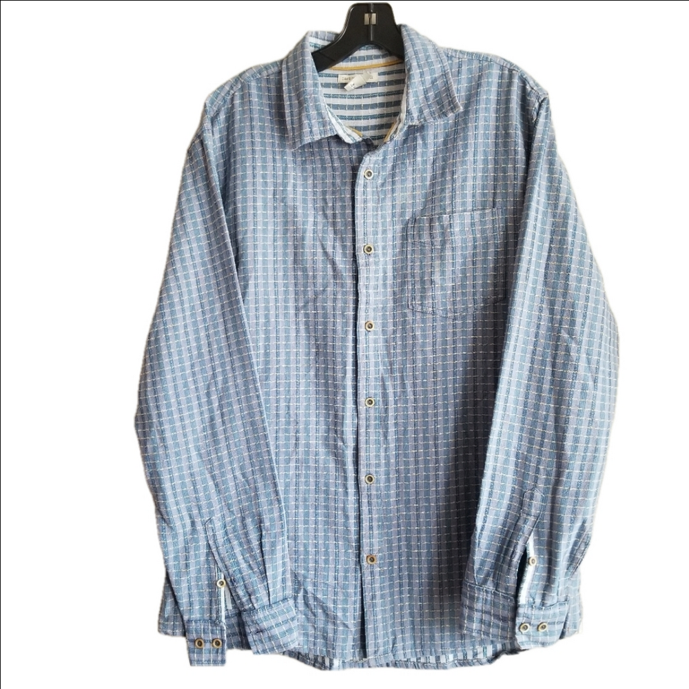 Carbon 2 Cobalt Casual Button Down Woven Cotton Mauve Blue Plaid Check Shirt Med
